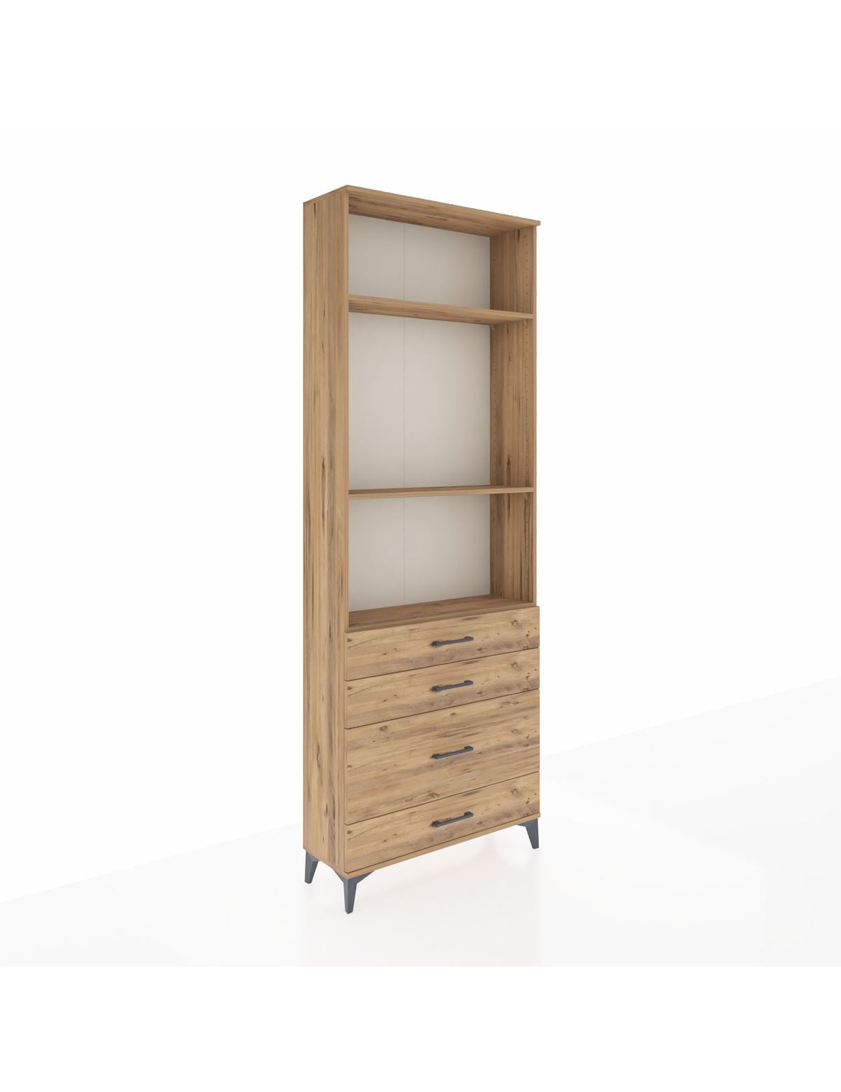 Arges Dolap 3 Raflı 4 Çekmeceli 88x30x243 Çam-Çam