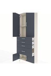 Arges Dolap 2 Raflı 4 Çekmeceli 4 Kapaklı 88x30x243 Aytaşı-Antrasit