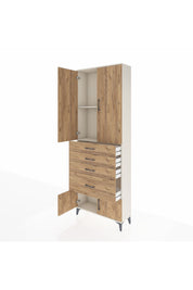 Arges Dolap 2 Raflı 4 Çekmeceli 4 Kapaklı 88x30x243 Aytaşı-Çam