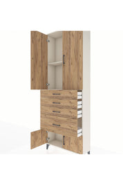Arges Dolap 2 Raflı 4 Çekmeceli 4 Kapaklı 88x30x243 Aytaşı-Çam