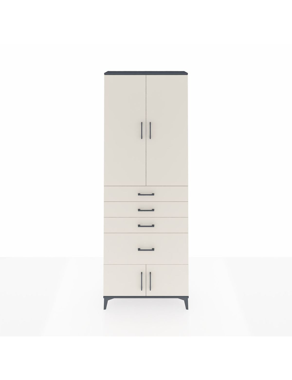 Arges Dolap 2 Raflı 4 Çekmeceli 4 Kapaklı 88x30x243 Antrasit-Aytaşı