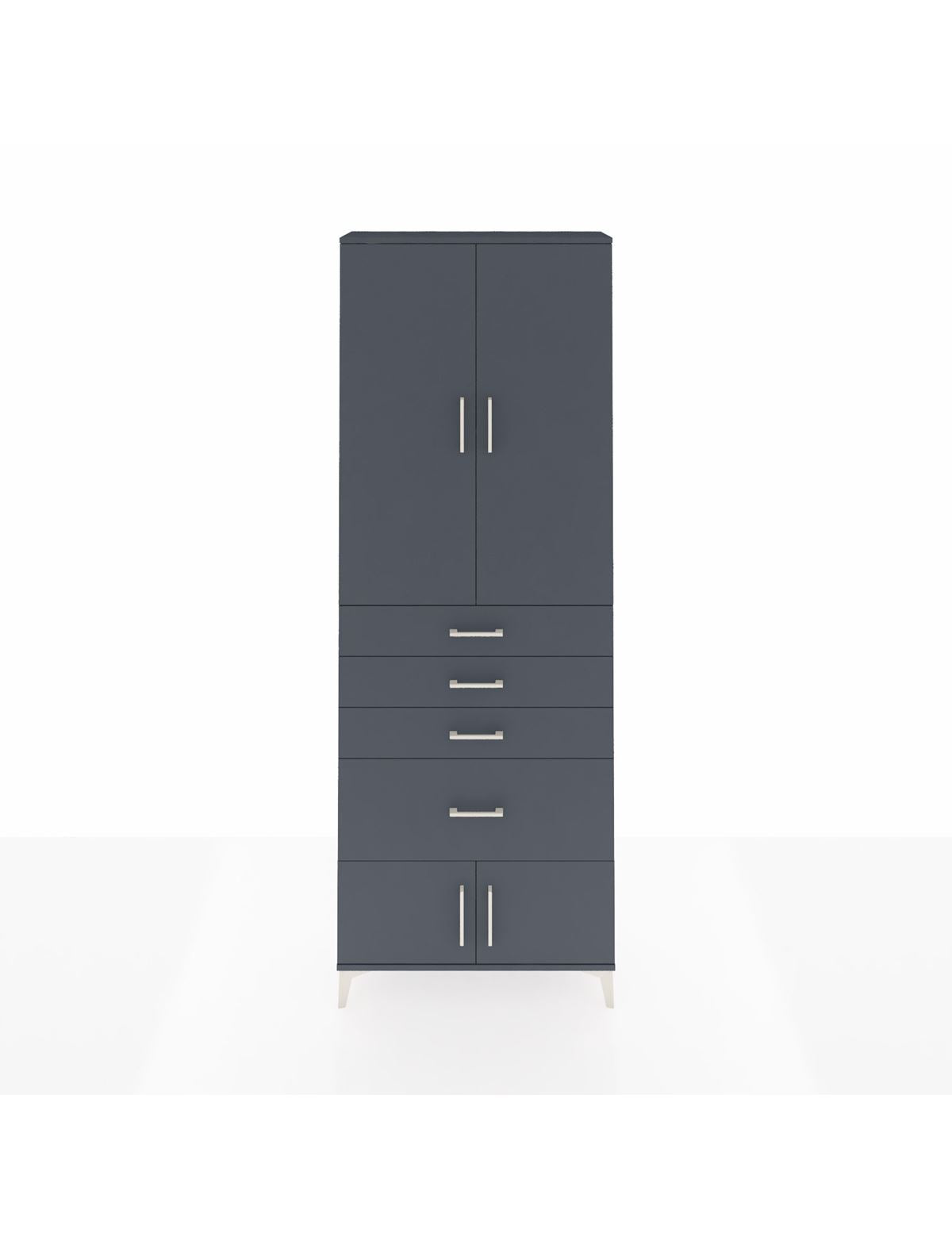 Arges Dolap 2 Raflı 4 Çekmeceli 4 Kapaklı 88x30x243 Antrasit-Antrasit