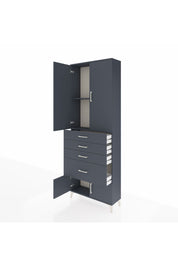 Arges Dolap 2 Raflı 4 Çekmeceli 4 Kapaklı 88x30x243 Antrasit-Antrasit