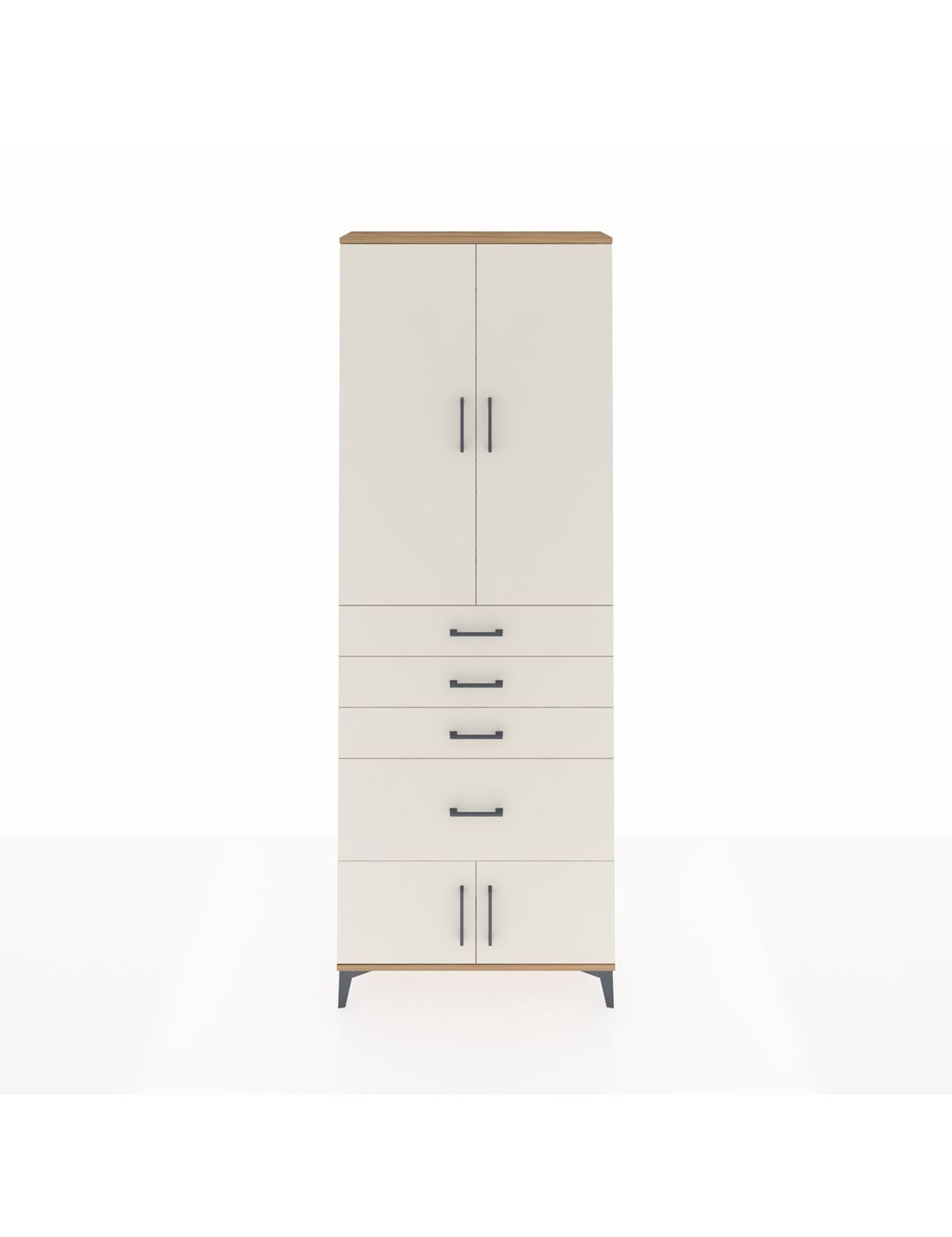 Arges Dolap 2 Raflı 4 Çekmeceli 4 Kapaklı 88x30x243 Çam-Aytaşı