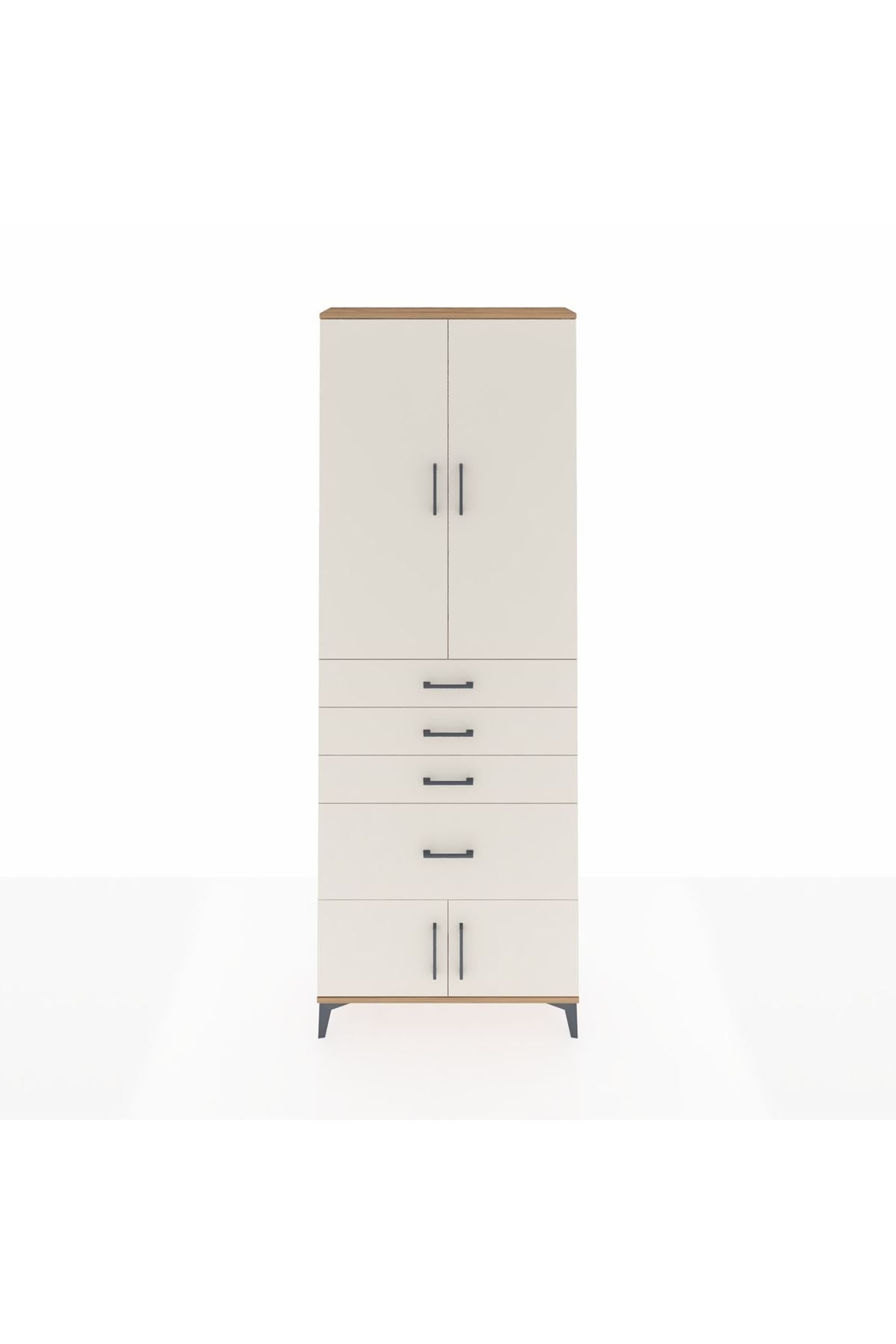 Arges Dolap 2 Raflı 4 Çekmeceli 4 Kapaklı 88x30x243 Çam-Aytaşı