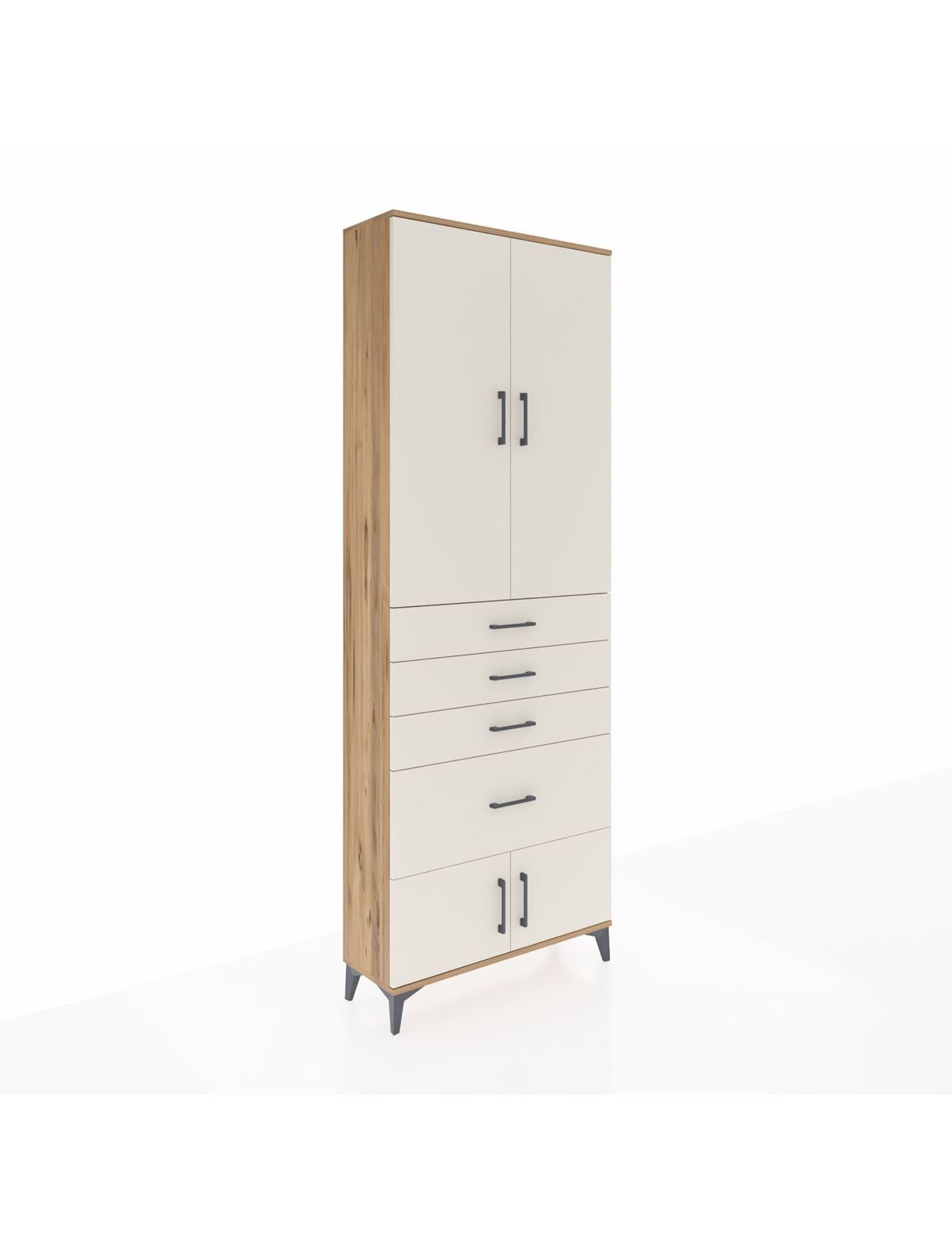 Arges Dolap 2 Raflı 4 Çekmeceli 4 Kapaklı 88x30x243 Çam-Aytaşı