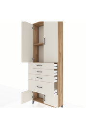 Arges Dolap 2 Raflı 4 Çekmeceli 4 Kapaklı 88x30x243 Çam-Aytaşı