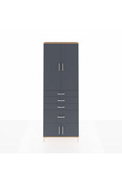 Arges Dolap 2 Raflı 4 Çekmeceli 4 Kapaklı 88x30x243 Çam-Antrasit