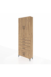 Arges Dolap 2 Raflı 4 Çekmeceli 4 Kapaklı 88x30x243 Çam-Çam