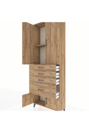 Arges Dolap 2 Raflı 4 Çekmeceli 4 Kapaklı 88x30x243 Çam-Çam