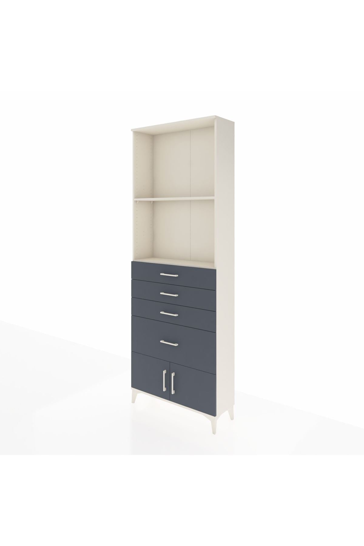 Arges Dolap 2 Raflı 4 Çekmeceli 2 Kapaklı 88x30x243 Aytaşı-Antrasit