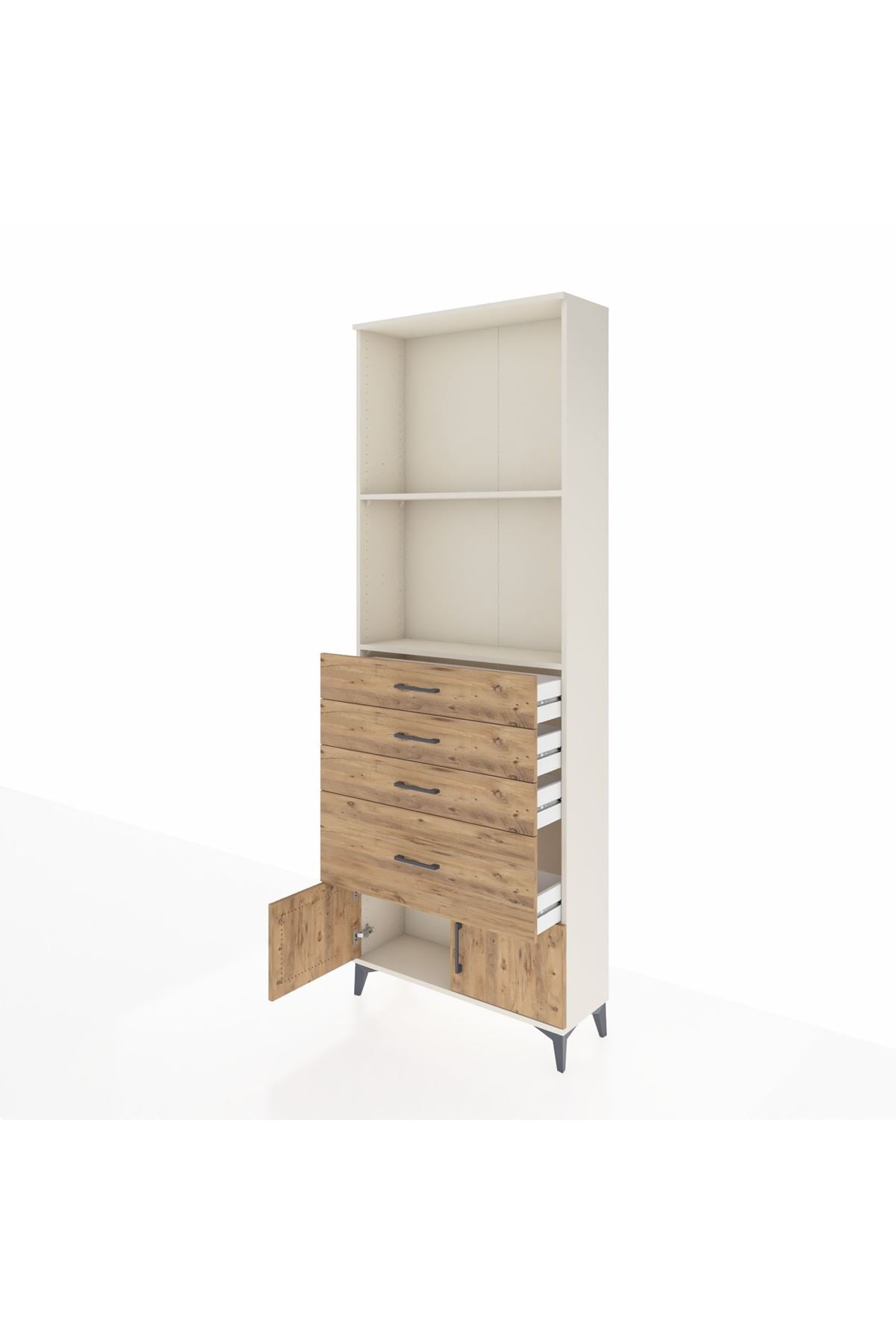 Arges Dolap 2 Raflı 4 Çekmeceli 2 Kapaklı 88x30x243 Aytaşı-Çam