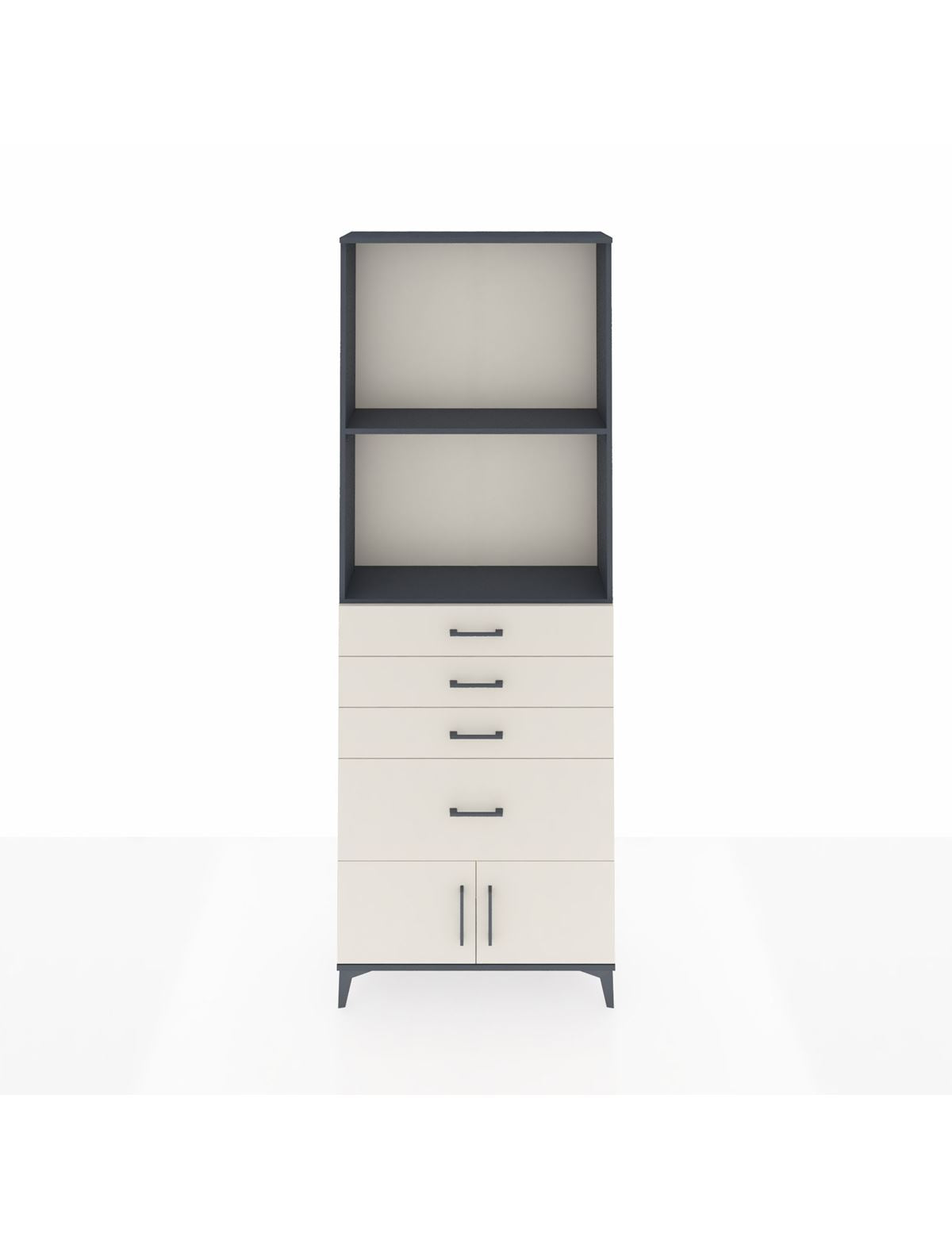 Arges Dolap 2 Raflı 4 Çekmeceli 2 Kapaklı 88x30x243 Antrasit-Aytaşı