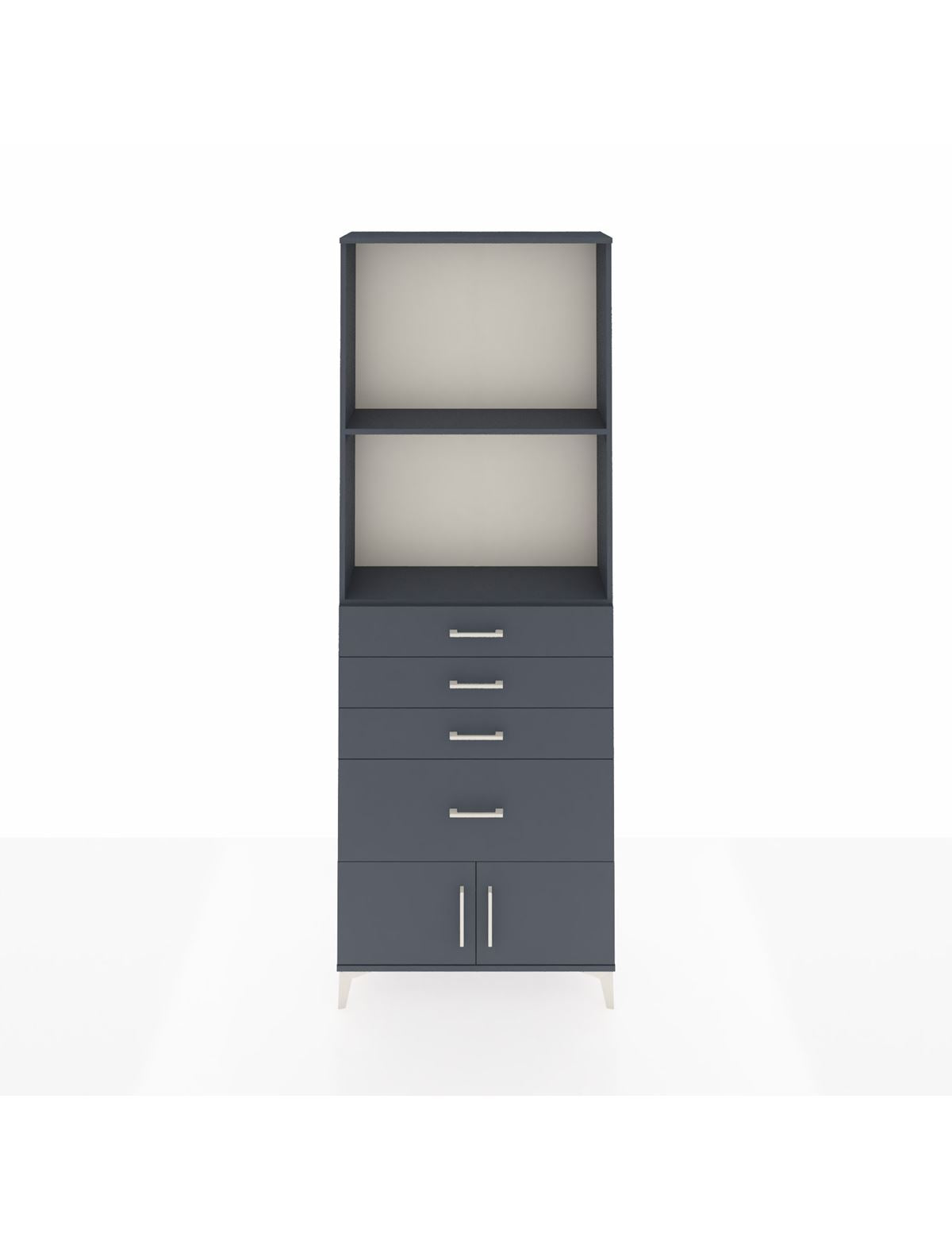 Arges Dolap 2 Raflı 4 Çekmeceli 2 Kapaklı 88x30x243 Antrasit-Antrasit