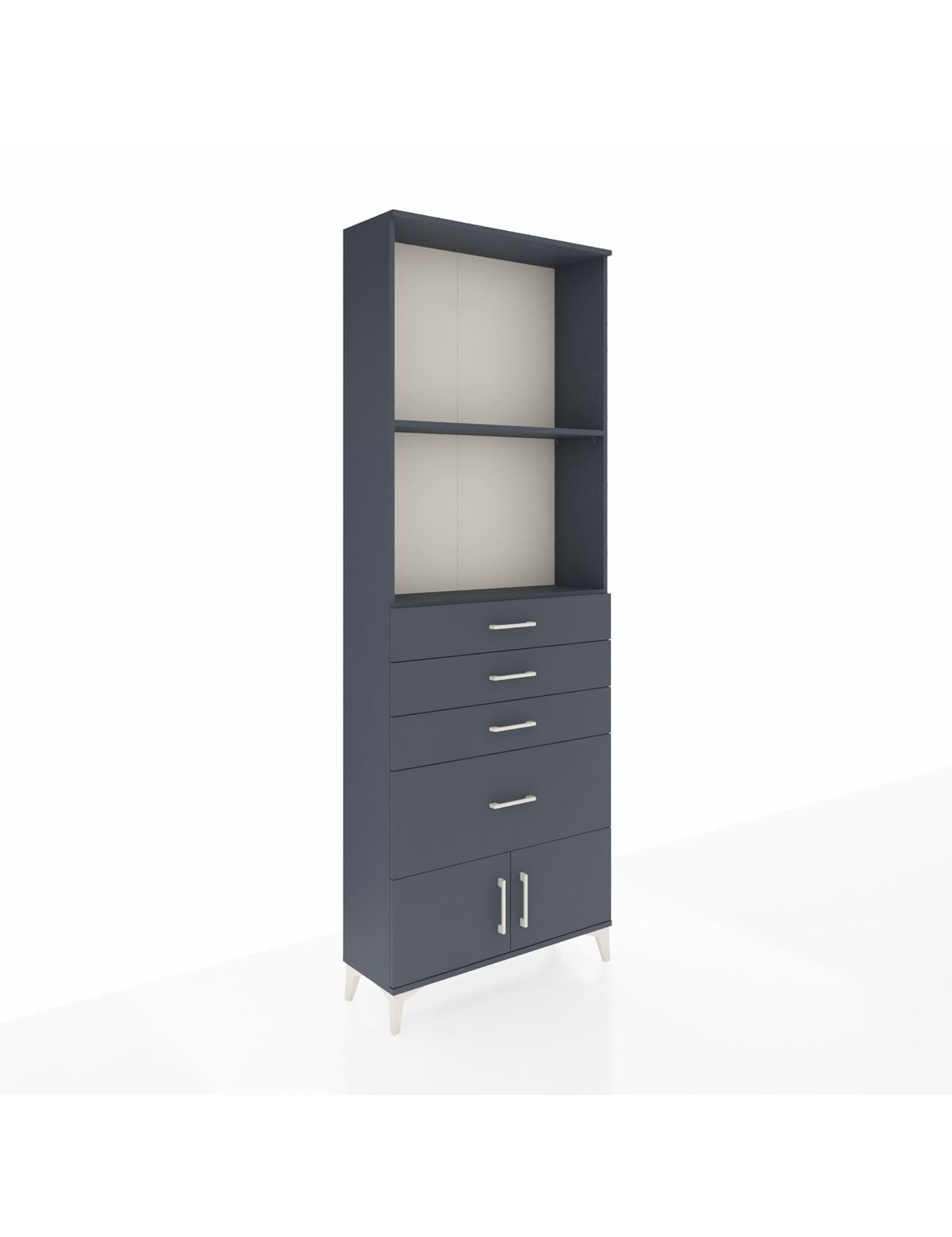 Arges Dolap 2 Raflı 4 Çekmeceli 2 Kapaklı 88x30x243 Antrasit-Antrasit