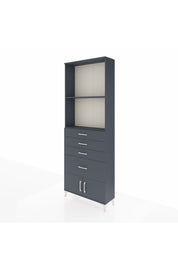 Arges Dolap 2 Raflı 4 Çekmeceli 2 Kapaklı 88x30x243 Antrasit-Antrasit