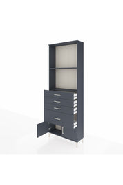 Arges Dolap 2 Raflı 4 Çekmeceli 2 Kapaklı 88x30x243 Antrasit-Antrasit