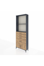 Arges Dolap 2 Raflı 4 Çekmeceli 2 Kapaklı 88x30x243 Antrasit-Çam