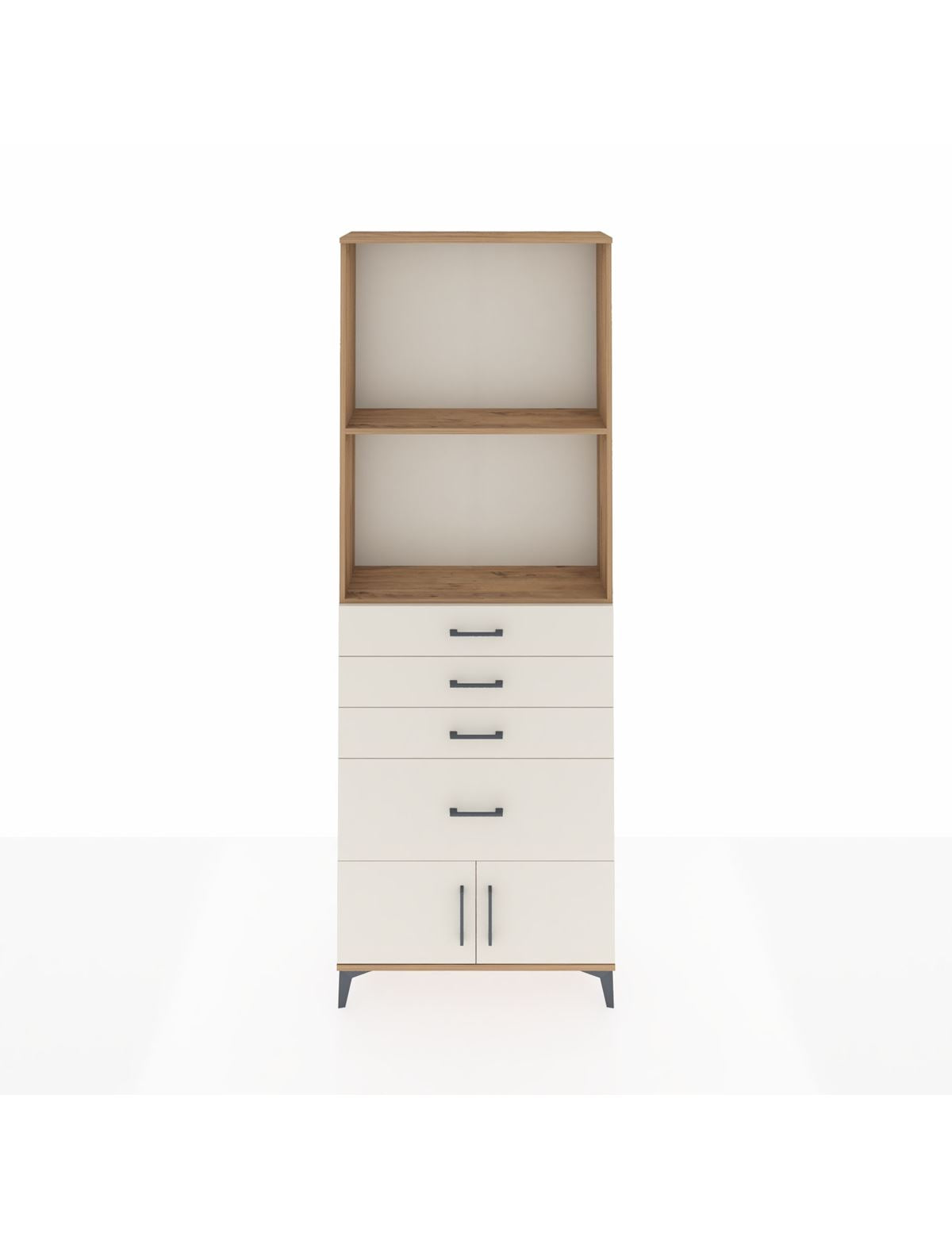 Arges Dolap 2 Raflı 4 Çekmeceli 2 Kapaklı 88x30x243 Çam-Aytaşı