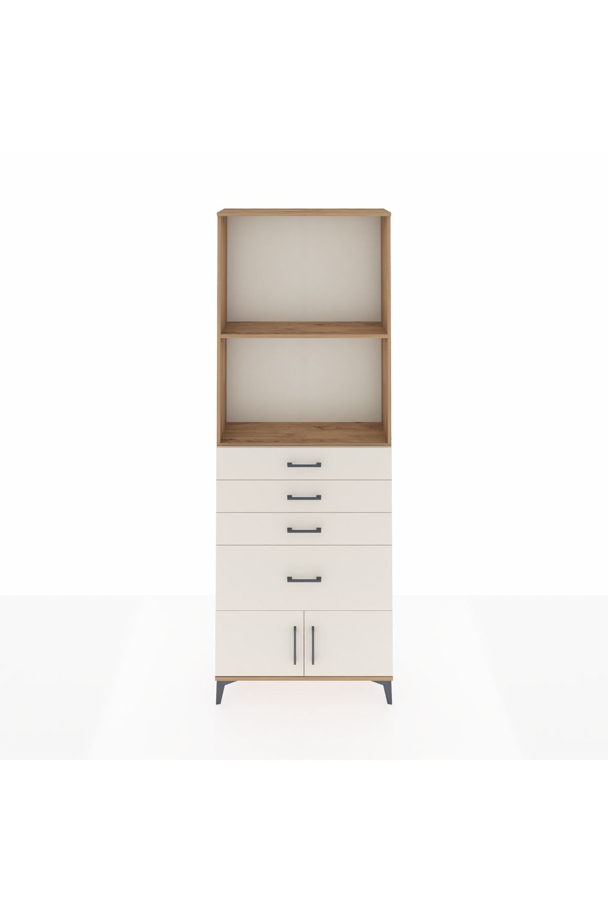 Arges Dolap 2 Raflı 4 Çekmeceli 2 Kapaklı 88x30x243 Çam-Aytaşı