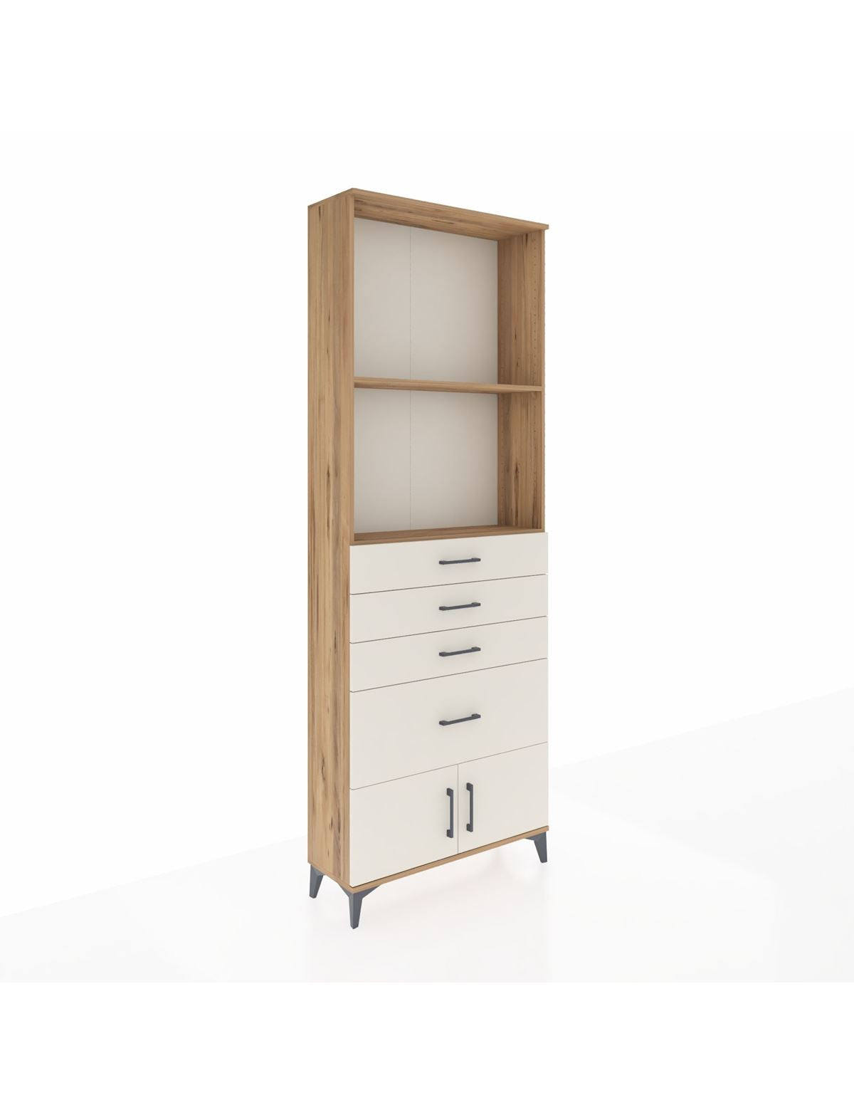 Arges Dolap 2 Raflı 4 Çekmeceli 2 Kapaklı 88x30x243 Çam-Aytaşı