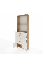 Arges Dolap 2 Raflı 4 Çekmeceli 2 Kapaklı 88x30x243 Çam-Aytaşı