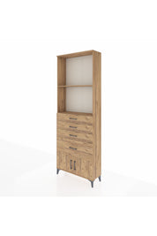 Arges Dolap 2 Raflı 4 Çekmeceli 2 Kapaklı 88x30x243 Çam-Çam