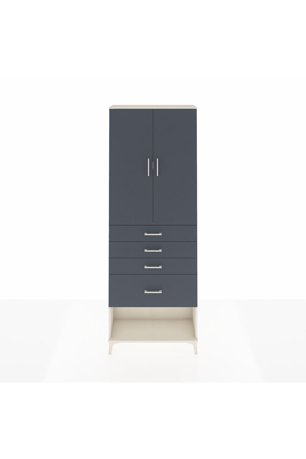 Arges Dolap 2 Raflı 4 Çekmeceli 2 Kapaklı 88x30x243 Aytaşı-Antrasit