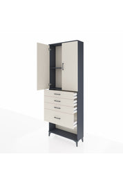 Arges Dolap 2 Raflı 4 Çekmeceli 2 Kapaklı 88x30x243 Antrasit-Aytaşı