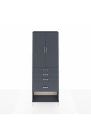 Arges Dolap 2 Raflı 4 Çekmeceli 2 Kapaklı 88x30x243 Antrasit-Antrasit