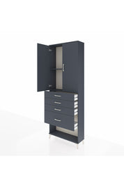 Arges Dolap 2 Raflı 4 Çekmeceli 2 Kapaklı 88x30x243 Antrasit-Antrasit