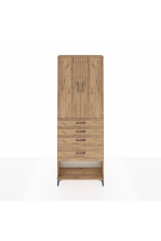 Arges Dolap 2 Raflı 4 Çekmeceli 2 Kapaklı 88x30x243 Çam-Çam