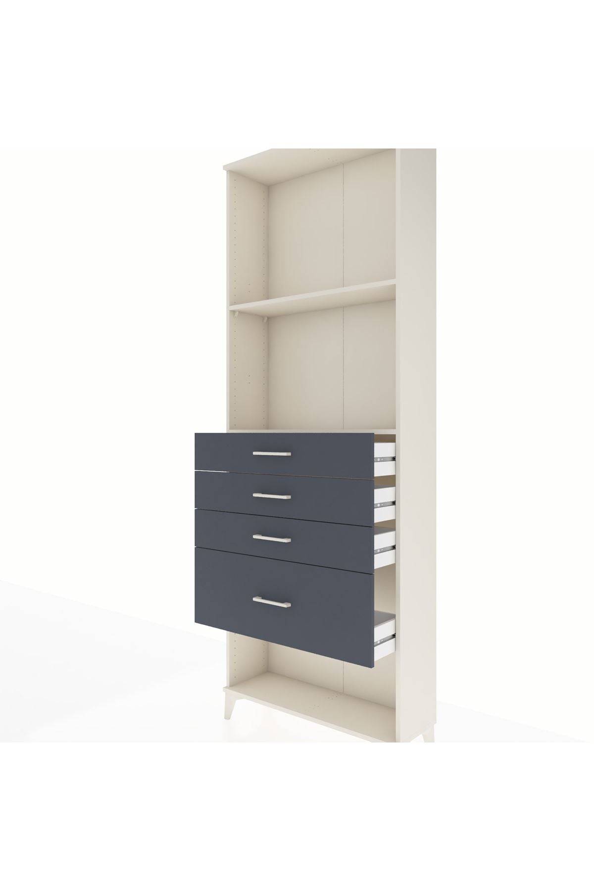 Arges Dolap 2 Raflı 4 Çekmeceli 88x30x243 Aytaşı-Antrasit