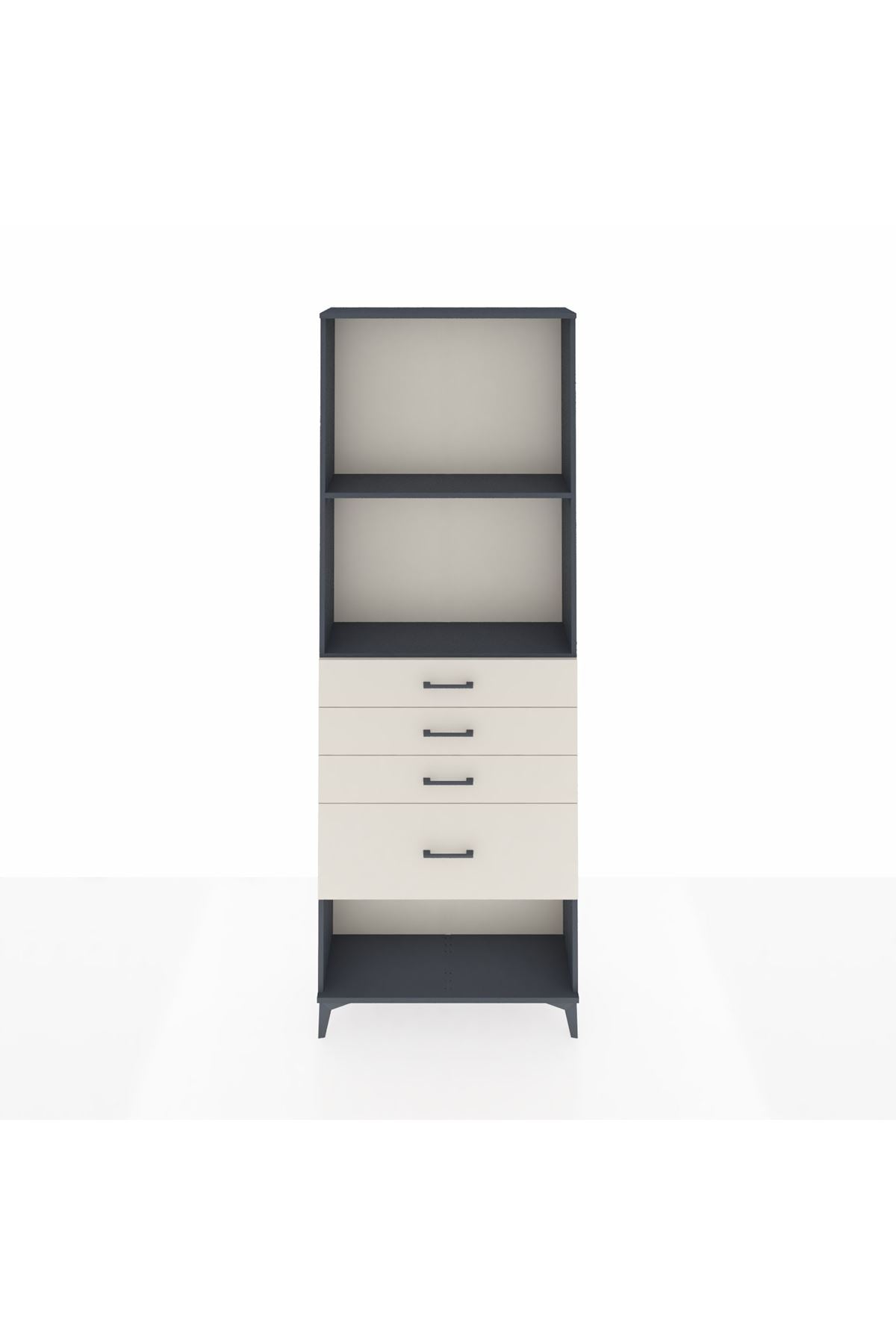 Arges Dolap 2 Raflı 4 Çekmeceli 88x30x243 Antrasit-Aytaşı