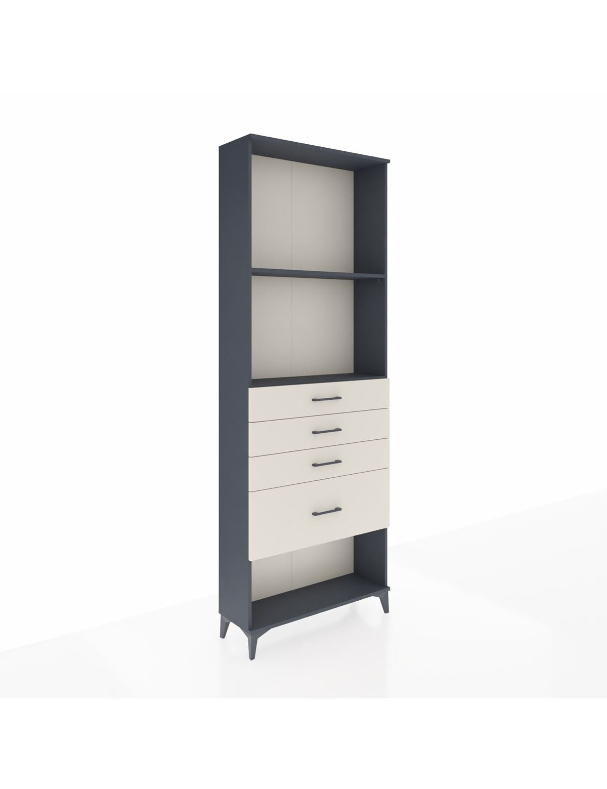 Arges Dolap 2 Raflı 4 Çekmeceli 88x30x243 Antrasit-Aytaşı