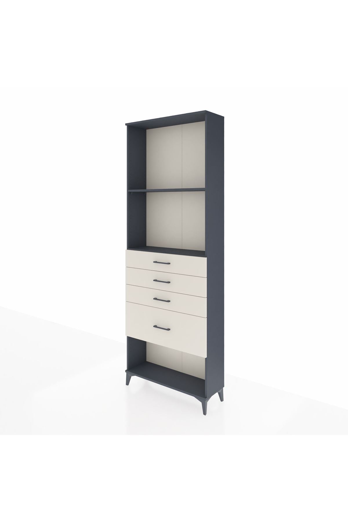 Arges Dolap 2 Raflı 4 Çekmeceli 88x30x243 Antrasit-Aytaşı