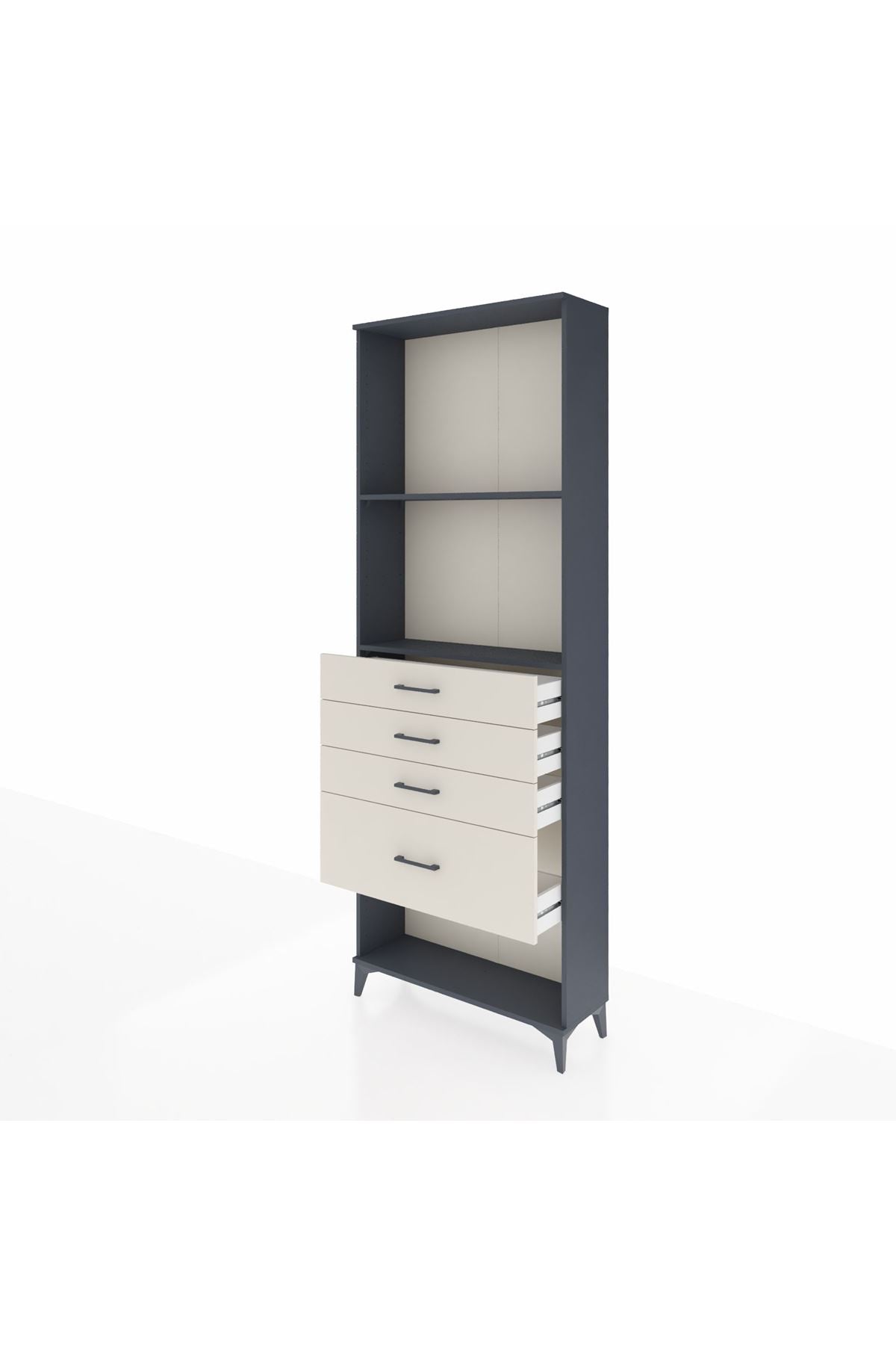 Arges Dolap 2 Raflı 4 Çekmeceli 88x30x243 Antrasit-Aytaşı