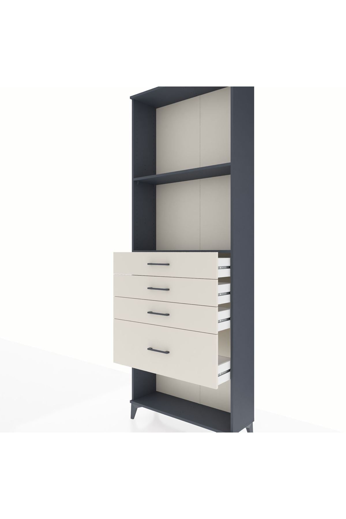 Arges Dolap 2 Raflı 4 Çekmeceli 88x30x243 Antrasit-Aytaşı