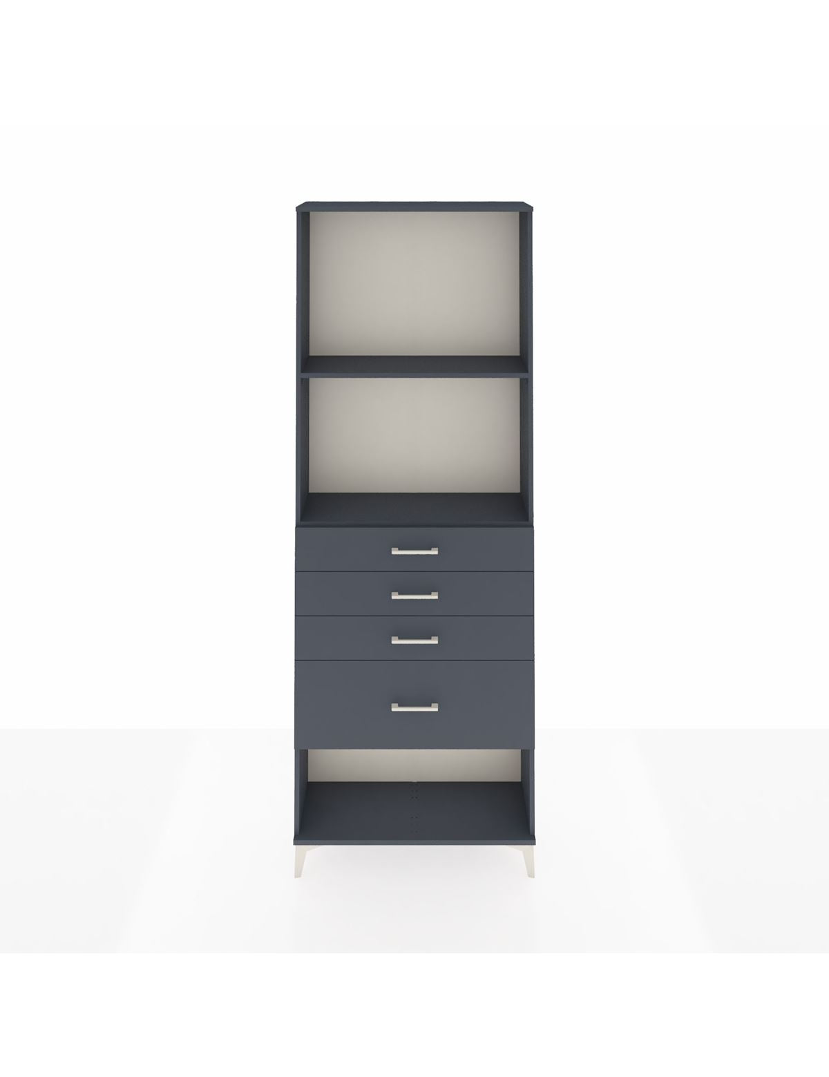 Arges Dolap 2 Raflı 4 Çekmeceli 88x30x243 Antrasit-Antrasit