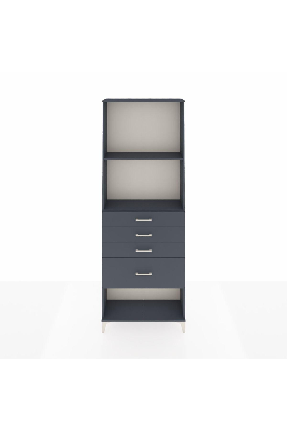 Arges Dolap 2 Raflı 4 Çekmeceli 88x30x243 Antrasit-Antrasit