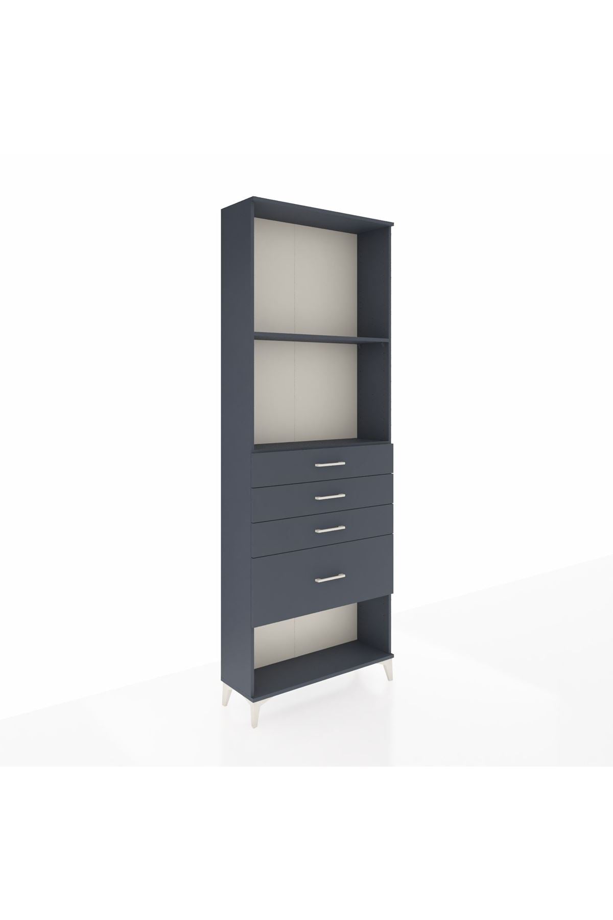 Arges Dolap 2 Raflı 4 Çekmeceli 88x30x243 Antrasit-Antrasit