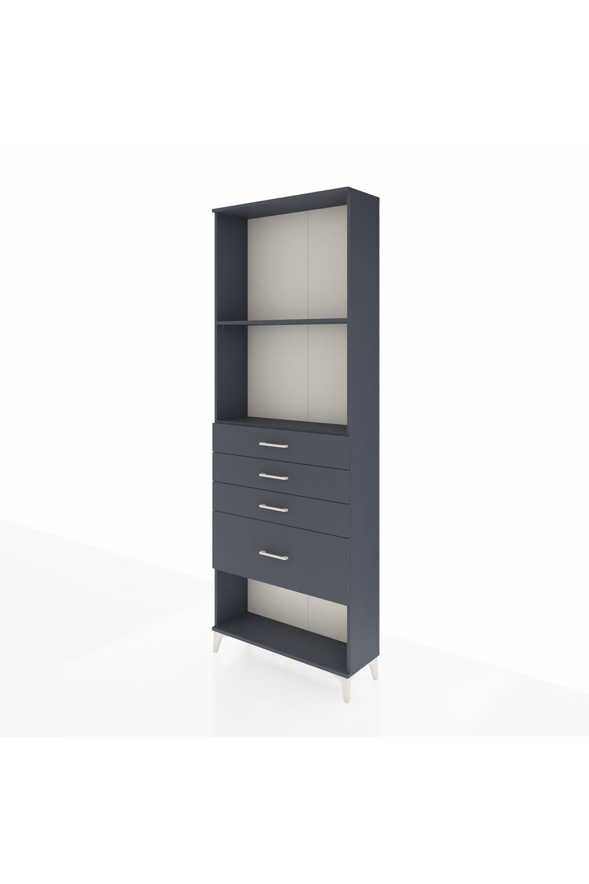 Arges Dolap 2 Raflı 4 Çekmeceli 88x30x243 Antrasit-Antrasit