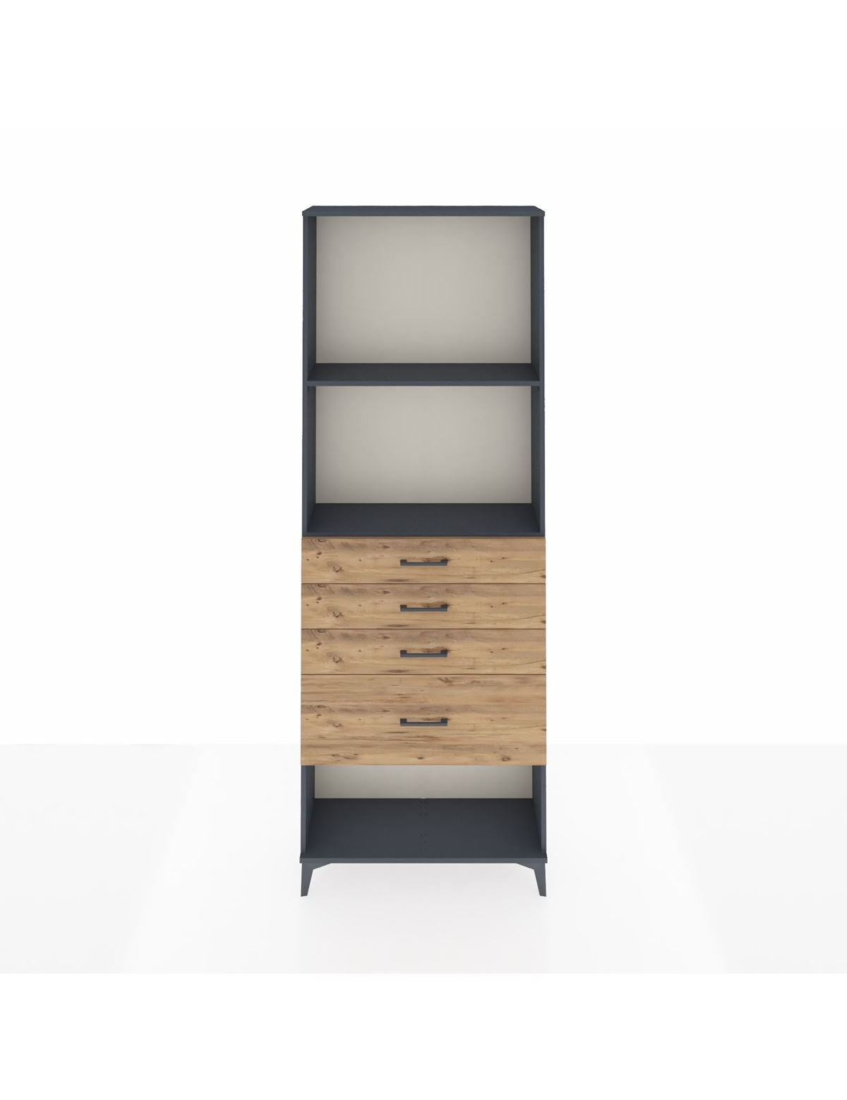 Arges Dolap 2 Raflı 4 Çekmeceli 88x30x243 Antrasit-Çam