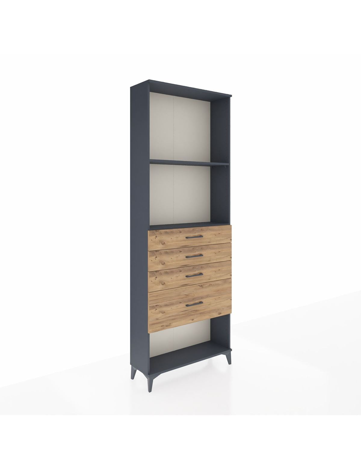 Arges Dolap 2 Raflı 4 Çekmeceli 88x30x243 Antrasit-Çam