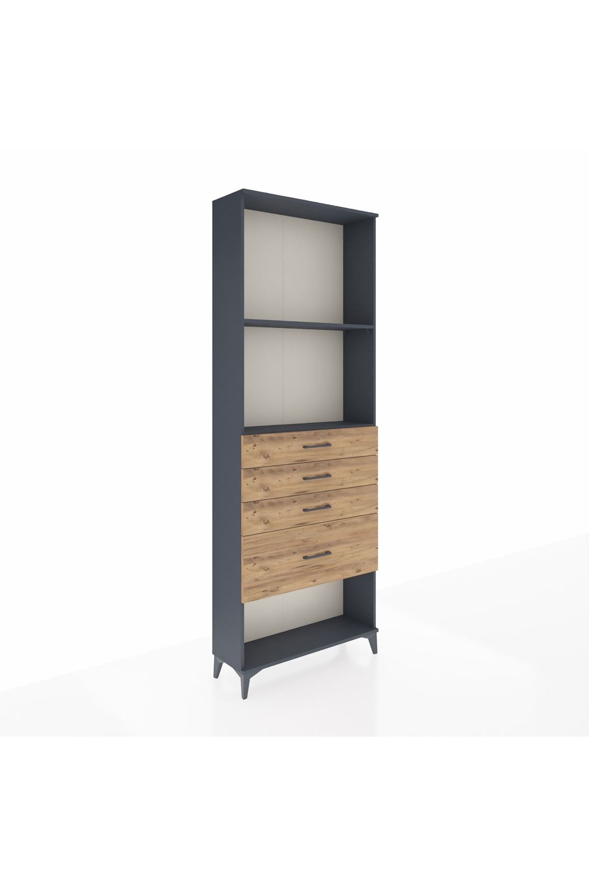 Arges Dolap 2 Raflı 4 Çekmeceli 88x30x243 Antrasit-Çam