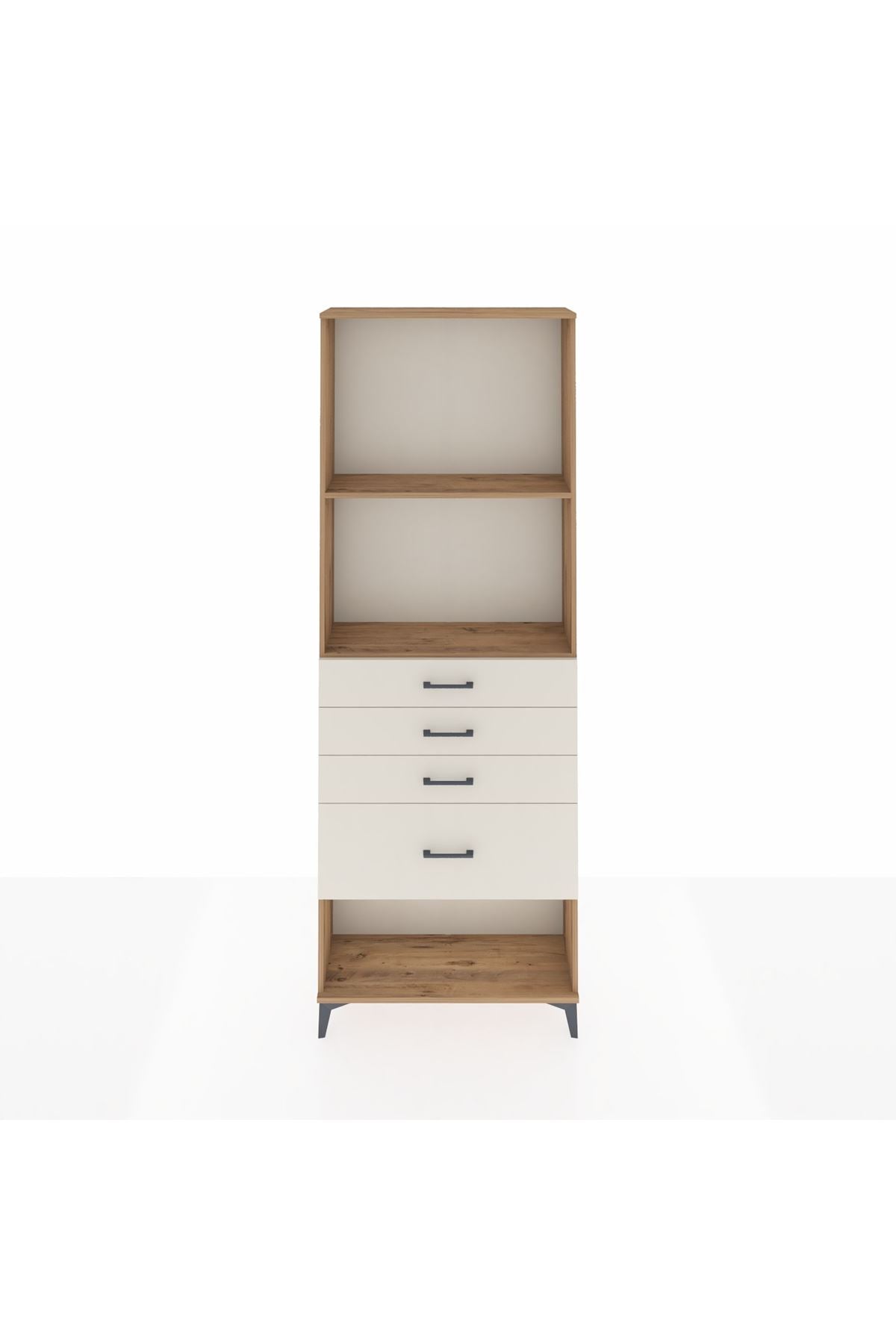 Arges Dolap 2 Raflı 4 Çekmeceli 88x30x243 Çam-Aytaşı