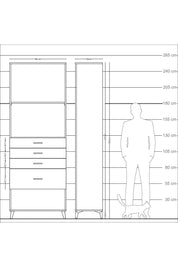 Arges Dolap 2 Raflı 4 Çekmeceli 88x30x243 Antrasit-Çam