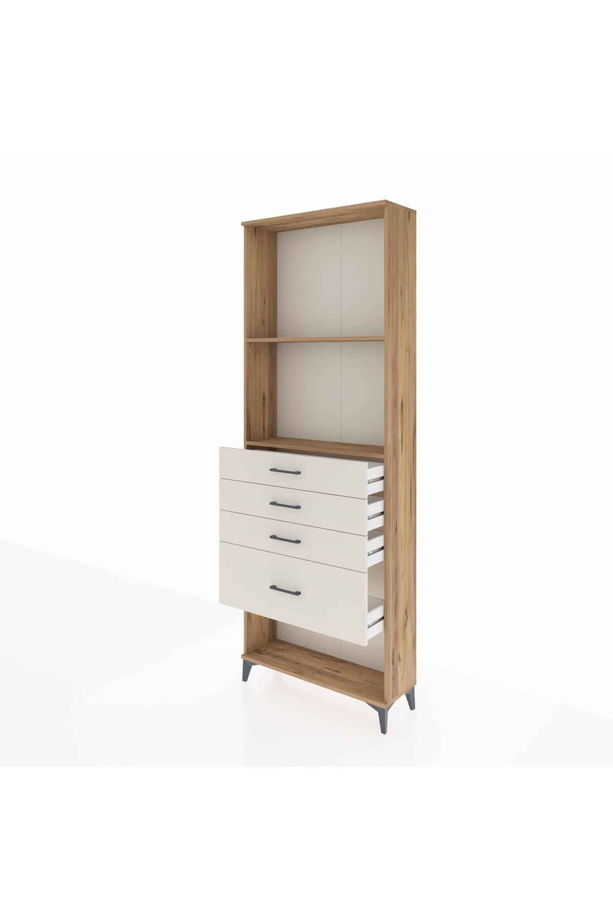 Arges Dolap 2 Raflı 4 Çekmeceli 88x30x243 Çam-Aytaşı