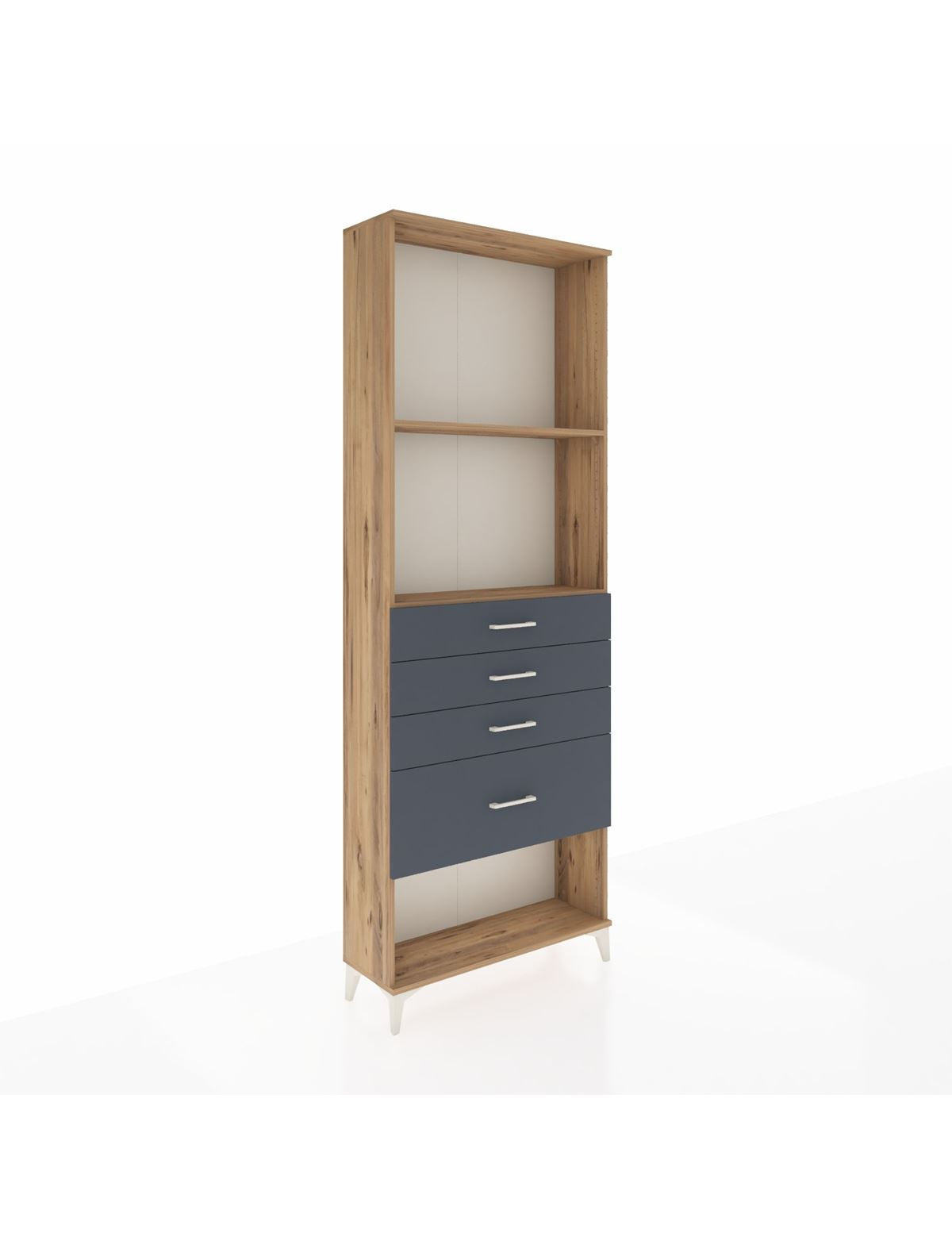 Arges Dolap 2 Raflı 4 Çekmeceli 88x30x243 Çam-Antrasit