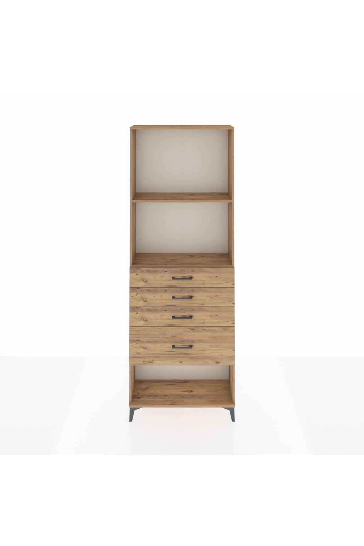 Arges Dolap 2 Raflı 4 Çekmeceli 88x30x243 Çam-Çam